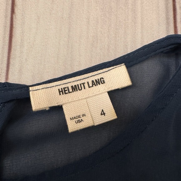 Helmut Lang Blue Shift‎ Dress Size 4 Women's Silk Blend Sexy Old Money - Picture 6 of 12